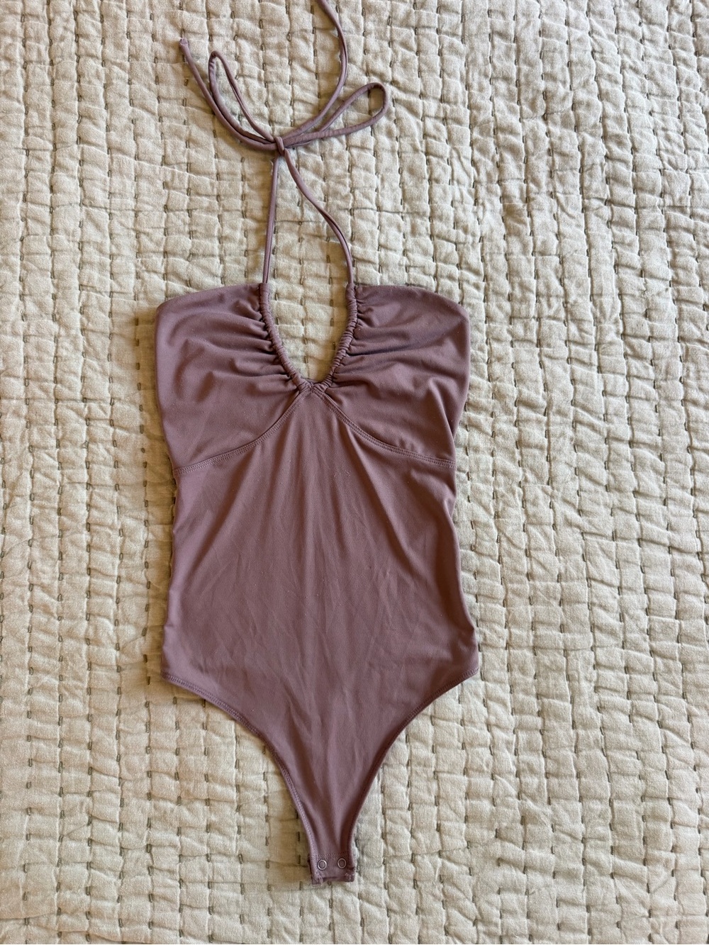 Abercrombie & Fitch Mauve Halter One-Piece Bodysuit